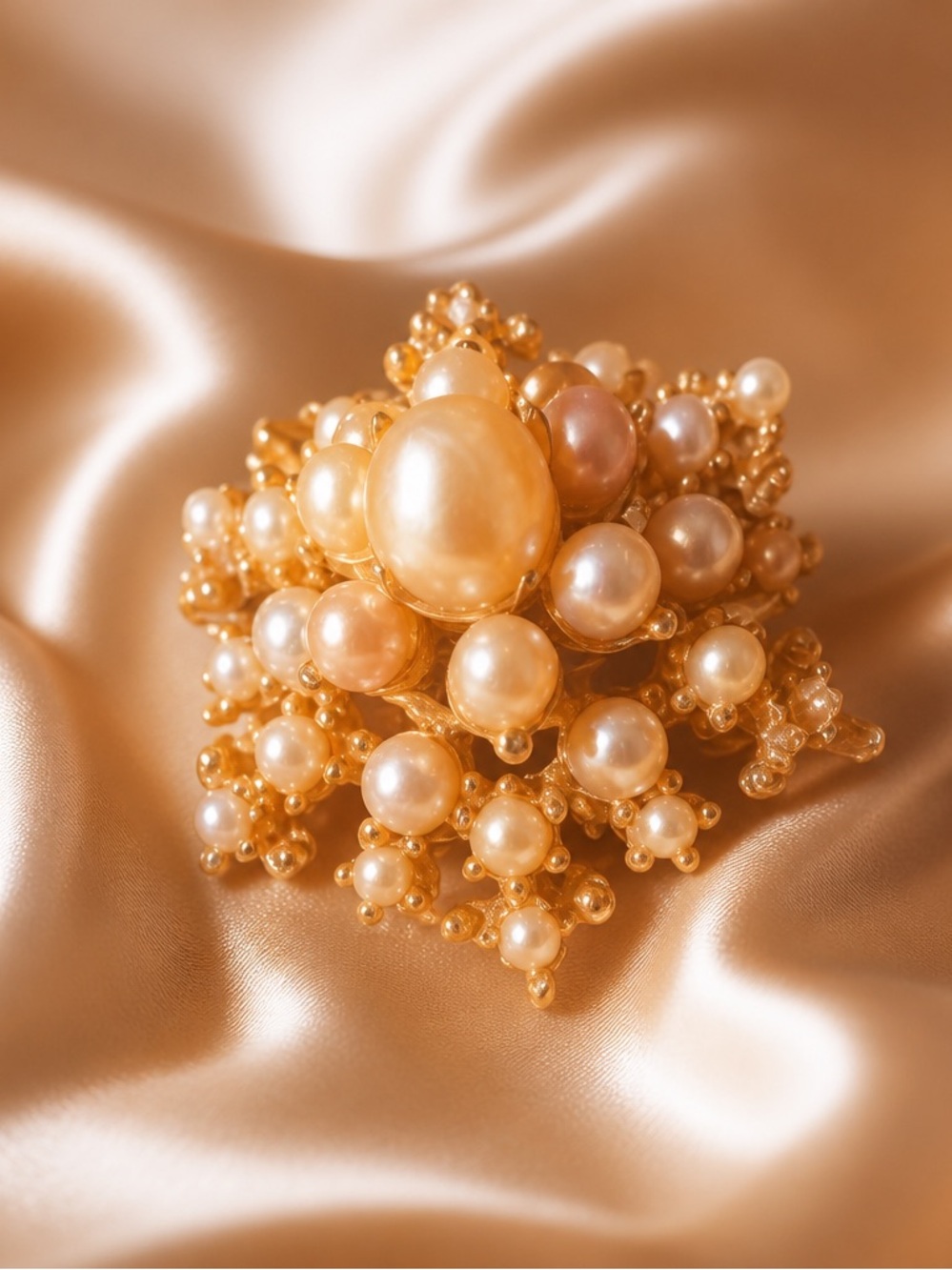 Authentic Fresh Water Pearl Cluster Brooch - Vintage